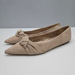 NEW Sam Edelman Wheaton Knot Flats Womens 11 Cappuccino Beige Suede Pointed Toe